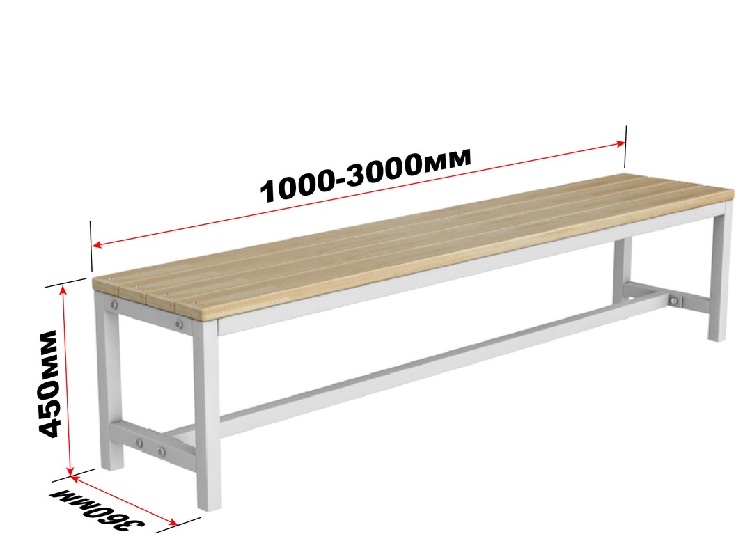 Скамейка для раздевалки без спинки разборная, 200см Glav 10.7000-2000 1067_800