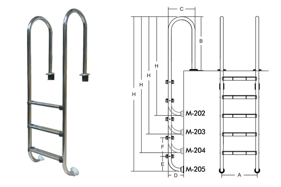 Лестница для бассейнов серии M M202 ПТК Спорт 021-0539 900_600