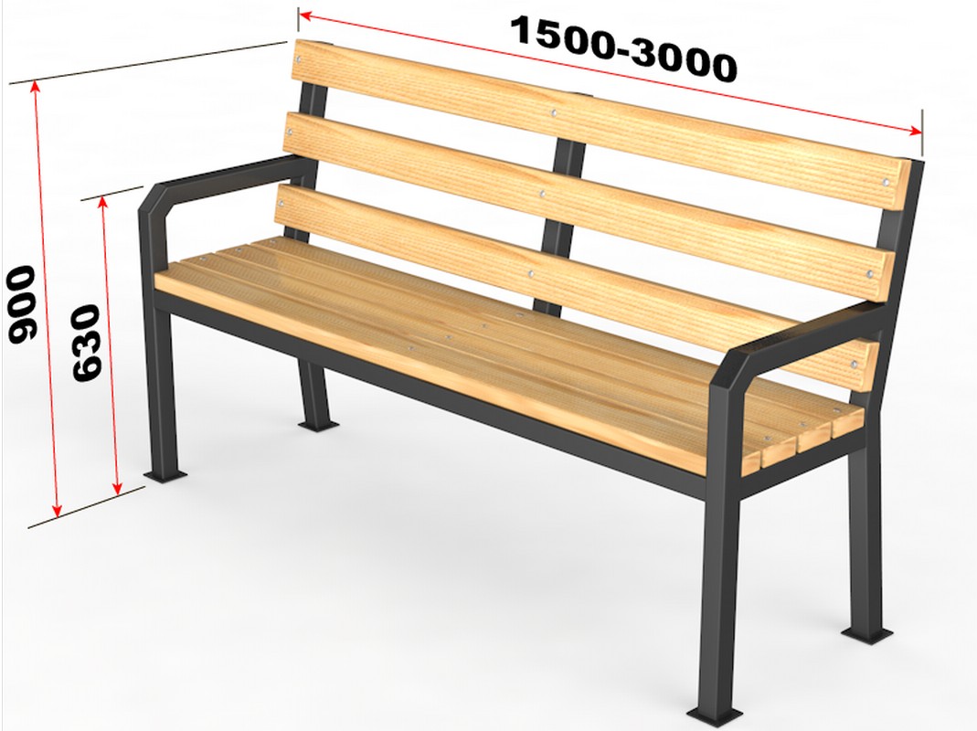 Уличная скамейка со спинкой Glav Дача, длина 2500 мм 14.6.600-2500 1069_800