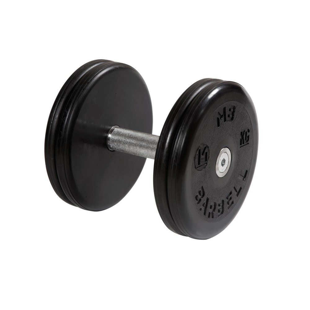 Гантель классик с вращающейся ручкой хром 14 кг MB Barbell MB-FdbEM-B14 1000_1000