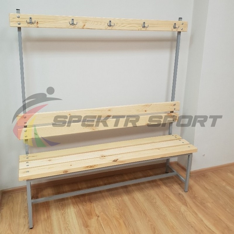 Скамейка с вешалкой для раздевалок, 160 см Spektr Sport цельная 800_800