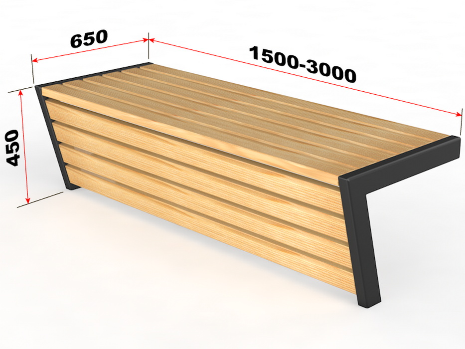 Уличная скамейка без спинки Glav Консоль, длина 2500 мм 14.6.300-2500 933_700